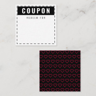 Schwarz-Rot-Herz-Muster Moderne Leere Coupons Mitteilungskarte