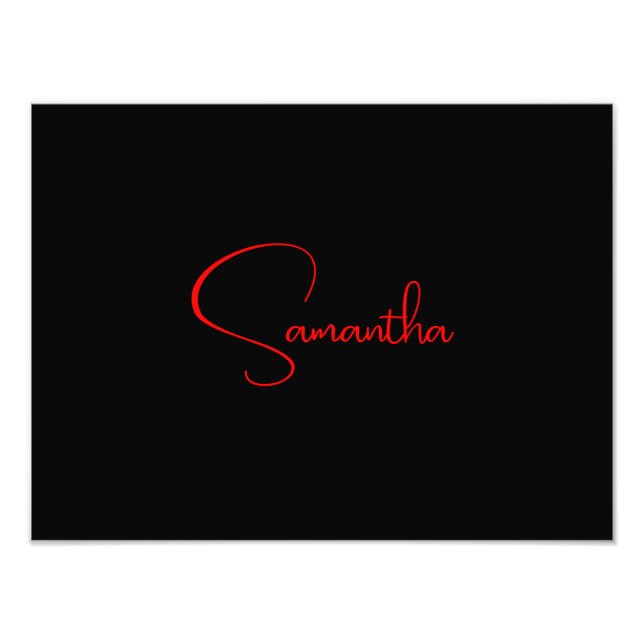 Schwarz Rot Ihr Name Minimalistisch Moderne Kallig Fotodruck (Vorne)