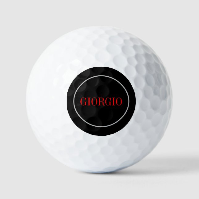 Schwarz Rot Ihr Name Minimalistisch Personal Moder Golfball (Vorderseite)