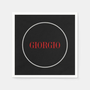 Schwarz Rot Ihr Name Minimalistisch Personal Moder Serviette