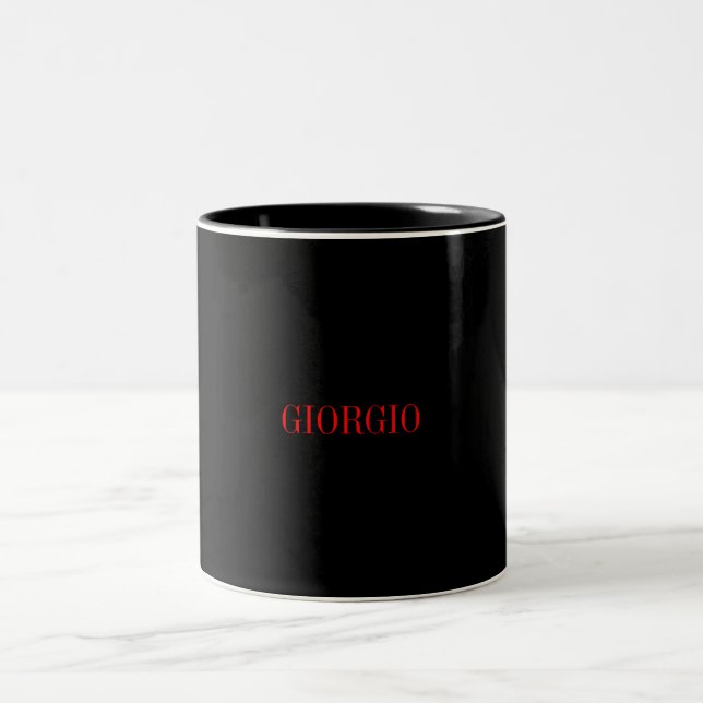 Schwarz Rot Ihr Name Minimalistisch Personal Moder Zweifarbige Tasse (Mittel)