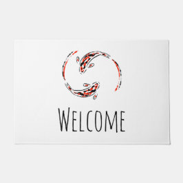 Schwarz & Rot Japanisch Koi Fisch Künstlerisch Fußmatte