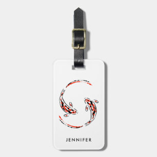 Schwarz & Rot Japanisch Koi Fisch Künstlerisch Gepäckanhänger