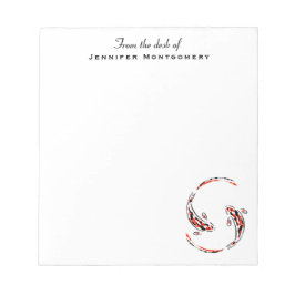 Schwarz & Rot Japanisch Koi Fisch Künstlerisch Notizblock