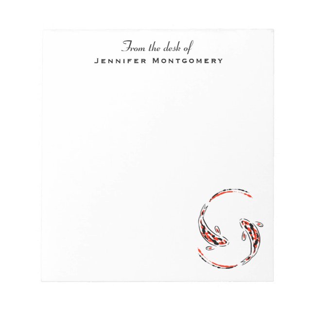 Schwarz & Rot Japanisch Koi Fisch Künstlerisch Notizblock (Vorderseite)