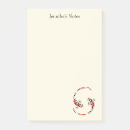 Schwarz & Rot Japanisch Koi Fisch Künstlerisch Post-it Klebezettel