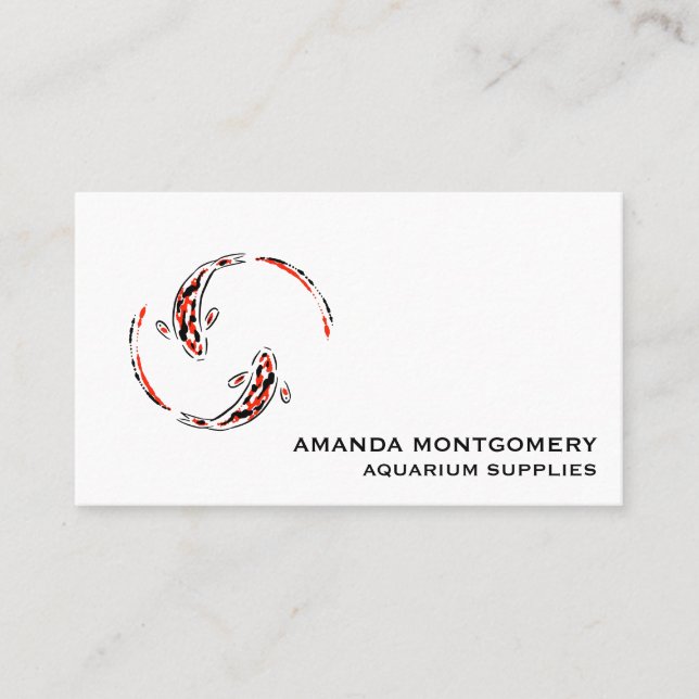Schwarz & Rot Japanisch Koi Fisch Künstlerisch Visitenkarte (Vorderseite)