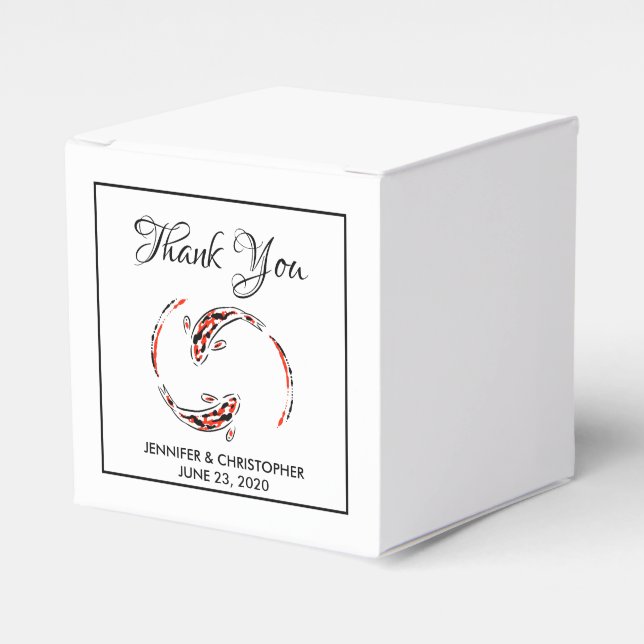 Schwarz-Rot-Japanisch-Koi-Hochzeit Geschenkschachtel (Vorderseite)