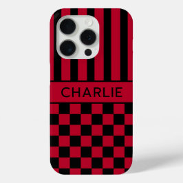 Schwarz-rot kariert gestreift personalisiert Case-Mate iPhone hülle