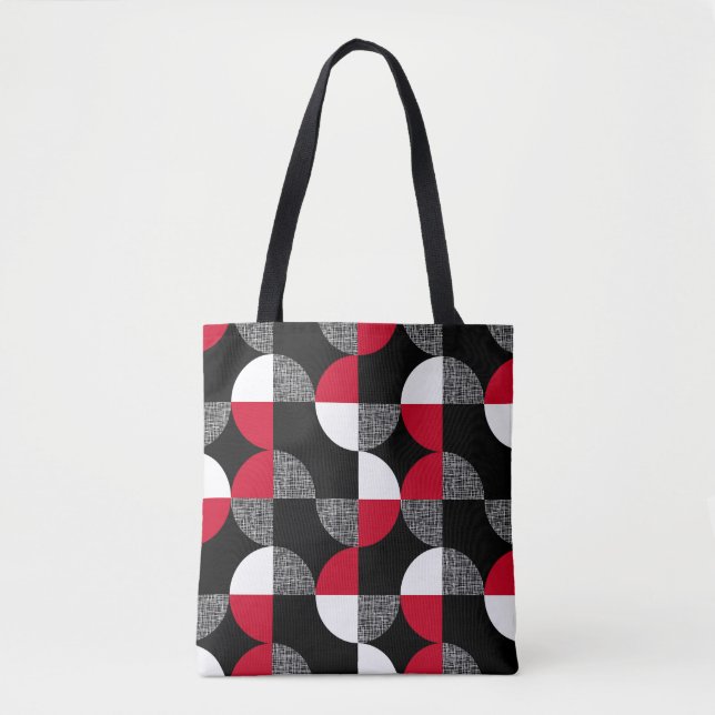 Schwarz, rot, kariertes geometrisches Muster. (Vorderseite)