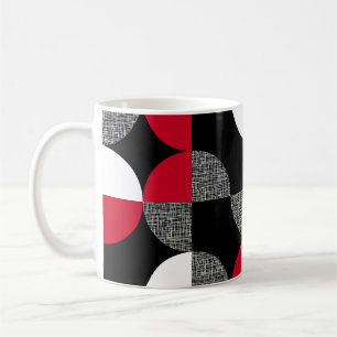 Schwarz, rot, kariertes geometrisches Muster. Kaffeetasse