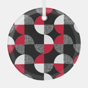 Schwarz, rot, kariertes geometrisches Muster. Ornament Aus Glas