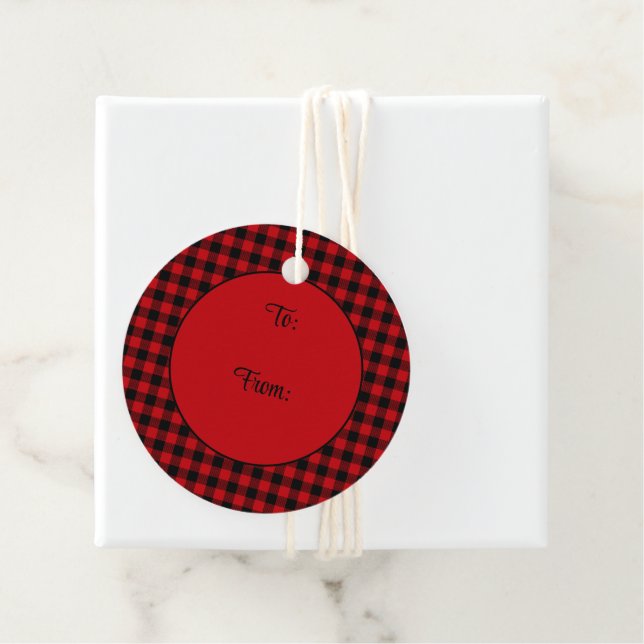 Schwarz-Rot-Karo-Muster Geschenkanhänger (Beispiel)