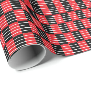 Schwarz-Rot-Karo und Streifen Geschenkpapier