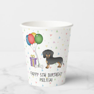 Schwarz-Rot-Kurzhaar-Dackel Frohes Geburtstag Pappbecher