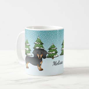 Schwarz-Rot-Kurzhaar-Dackel - Winterwald Kaffeetasse
