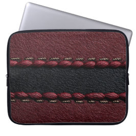 Schwarz-Rot-Ledereffekt Laptopschutzhülle