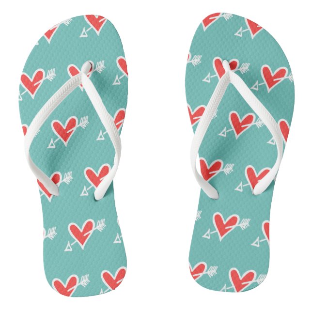 Schwarz/Rot Liebe Flip Flops (Fußbett)