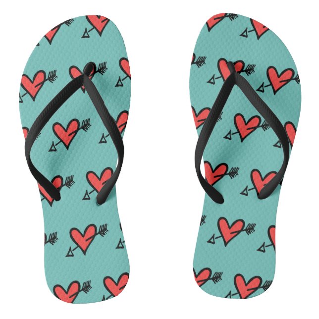 Schwarz/Rot Liebe Flip Flops (Fußbett)