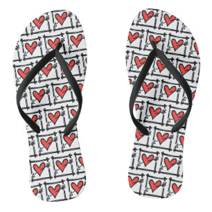 Schwarz/Rot Liebe Flip Flops