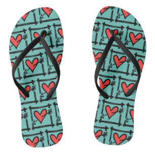 Schwarz/Rot Liebe Flip Flops