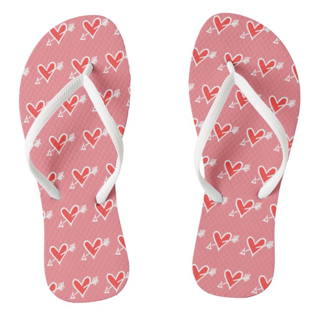 Schwarz/Rot Liebe Flip Flops (Fußbett)