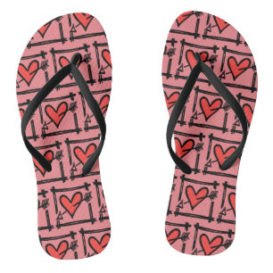 Schwarz/Rot Liebe Flip Flops