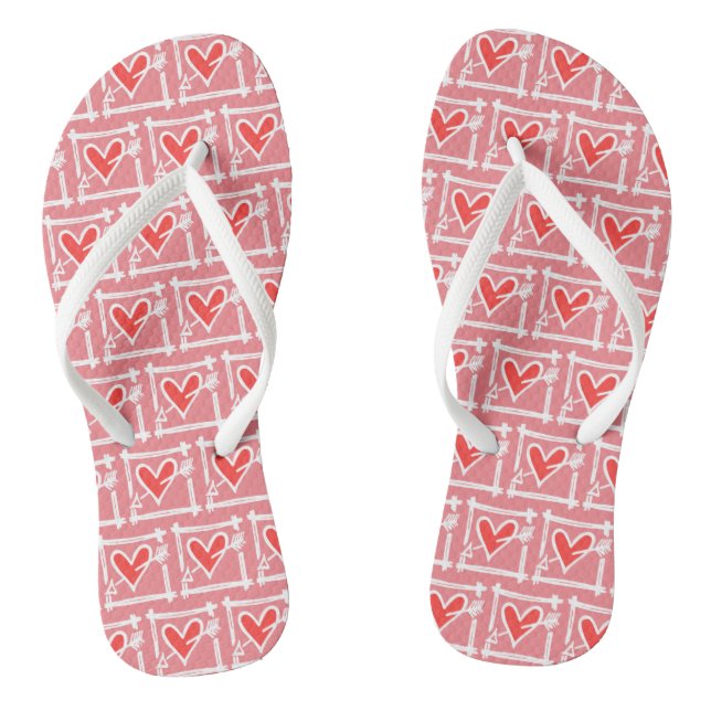 Schwarz/Rot Liebe Flip Flops (Fußbett)