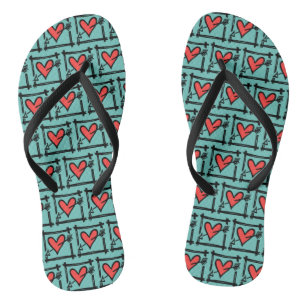 Schwarz/Rot Liebe Flip Flops