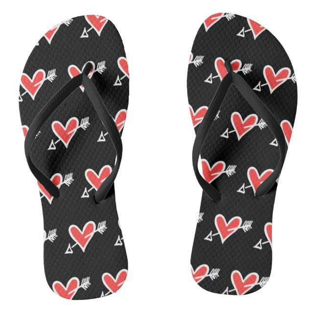 Schwarz/Rot Liebe Flip Flops (Fußbett)
