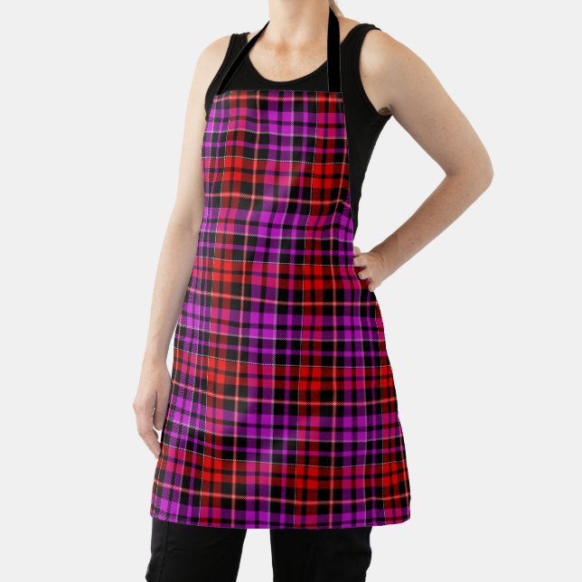 Schwarz Rot Lila Karo Tartan Design  Schürze (InSitu)
