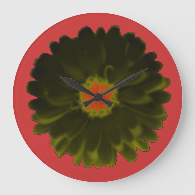 Schwarz-Rot-Marigold-Wall-Uhr Große Wanduhr (Vorderseite)
