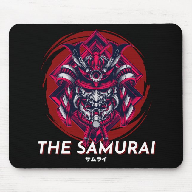 Schwarz Rot Minimalistisch Vintag Samurai Mousepad (Vorne)