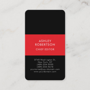 Schwarz & Rot Modern Minimalist Einfach Visitenkarte