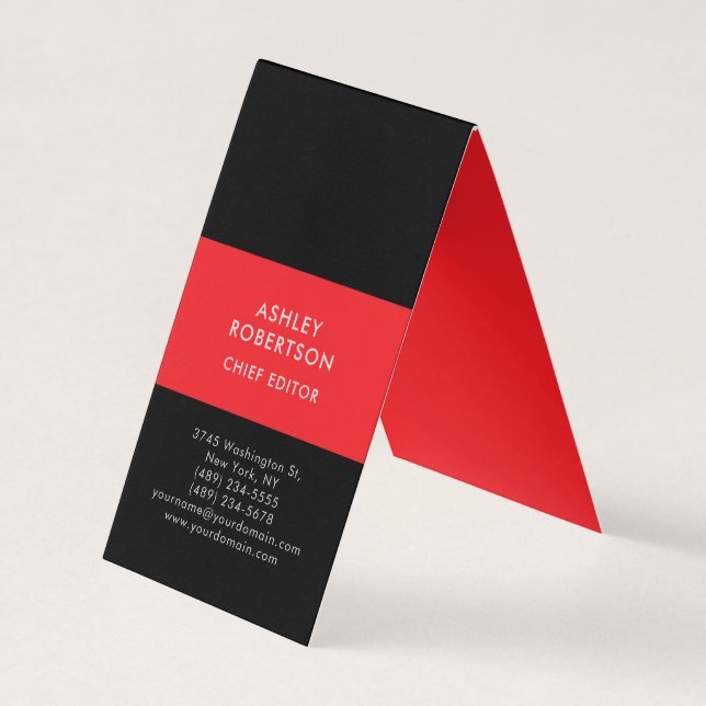 Schwarz & Rot Modern Minimalist Einfach Visitenkarten (Vorderseite)