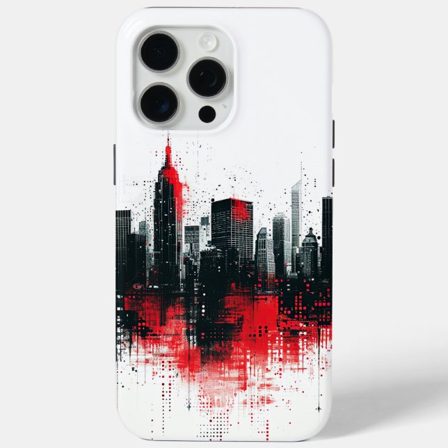 Schwarz-Rot-Moderne Stadtbild Case-Mate iPhone Hülle (Rückseite)
