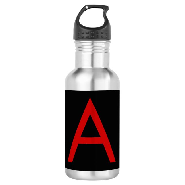 Schwarz-Rot-Monogramm-Anfangsbuchstaben Moderner S Edelstahlflasche (Vorderseite)