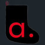 Schwarz-Rot-Monogramm-Anfangsbuchstaben Moderner S Großer Weihnachtsstrumpf<br><div class="desc">Dieses Produkt mit einem einfachen,  aber auffälligen Design kann Sie in der Menge hervorheben. Das minimalistische und moderne Design des Hotels wird sofort Aufmerksamkeit erregen.</div>