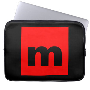 Schwarz-Rot-Monogramm-Anfangsbuchstaben Moderner S Laptopschutzhülle