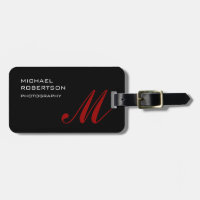 Schwarz-Rot-Monogramm-Initialen Schlicht Minimalis