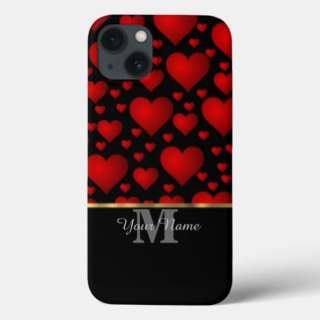 Schwarz-Rot-Monogramm-Liebe Case-Mate iPhone Hülle (Rückseite)