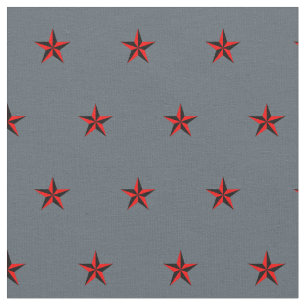 Schwarz-Rot-Nautic-Sternmuster auf Schiefergrau Stoff