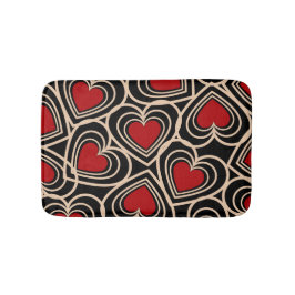 Schwarz/Rot Niedlich Einfaches Herzmuster Badematte