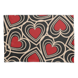 Schwarz/Rot Niedlich Einfaches Herzmuster Kissenbezug