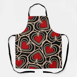 Schwarz/Rot Niedlich Einfaches Herzmuster Schürze