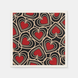 Schwarz/Rot Niedlich Einfaches Herzmuster Serviette