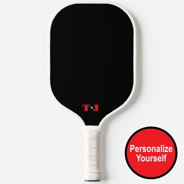 Schwarz-Rot-Personalisiert Mit Monogramm Pickleball Schläger (Von Creator hochgeladen)