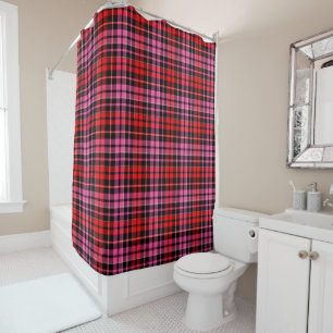Schwarz Rot Pink Karo Tartan Design  Duschvorhang