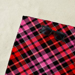 Schwarz Rot Pink Karo Tartan Design Strandtuch