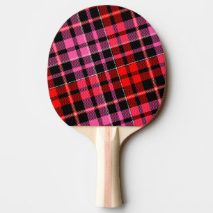 Schwarz Rot Pink Karo Tartan Design Tischtennis Schläger